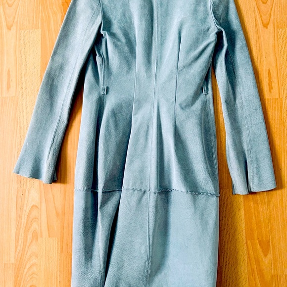 Bisou Bisou Light Blue Gray Suede Coat XS - Picture 2 of 7